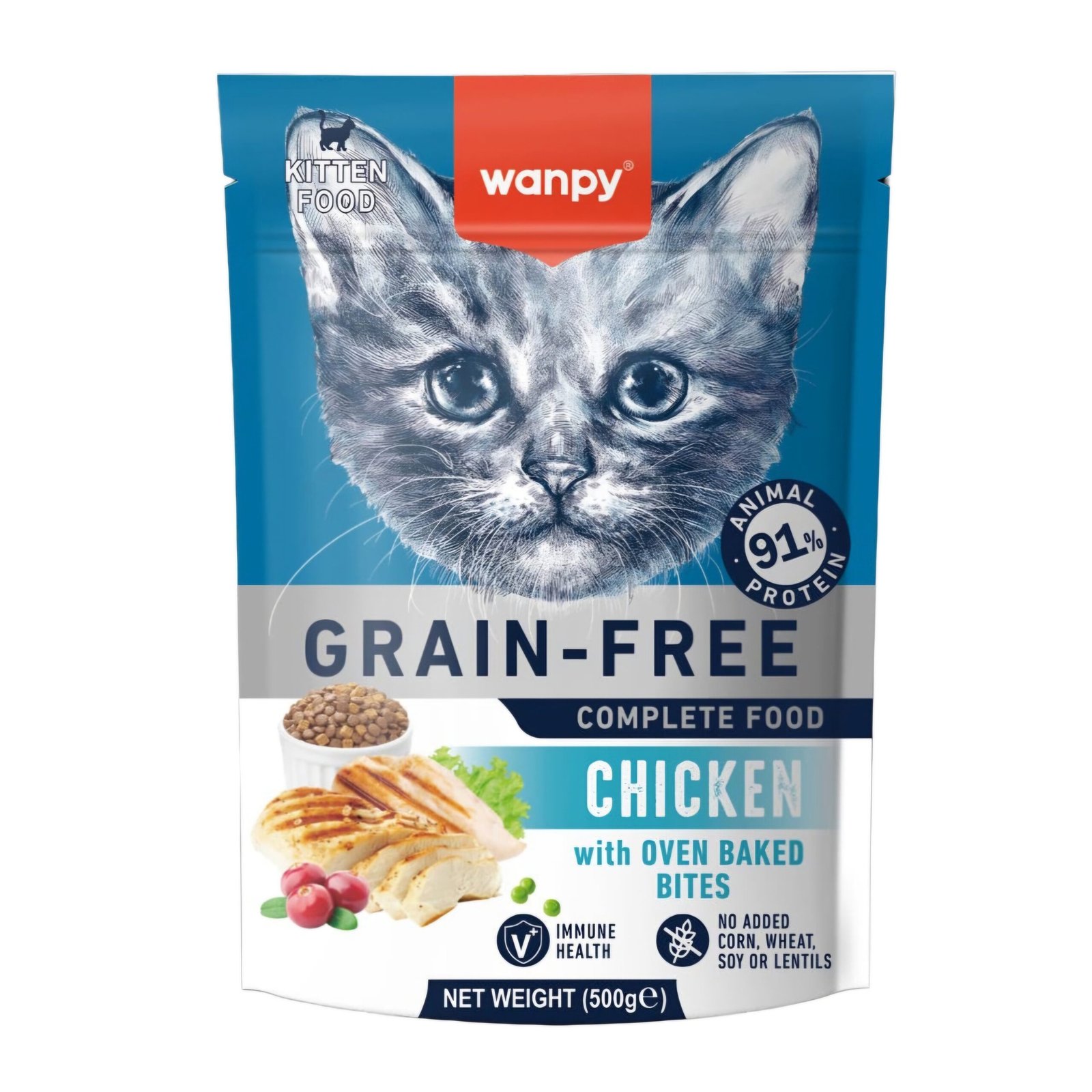Wanpy Grain Free Kitten Dry Cat Food Chicken 500gm