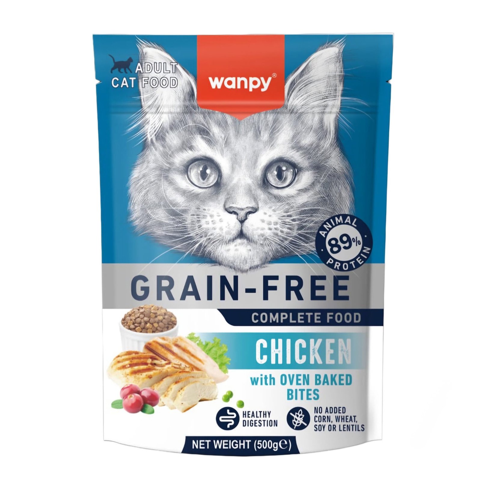 Wanpy Grain Free Adult Dry Cat Food Chicken 500gm