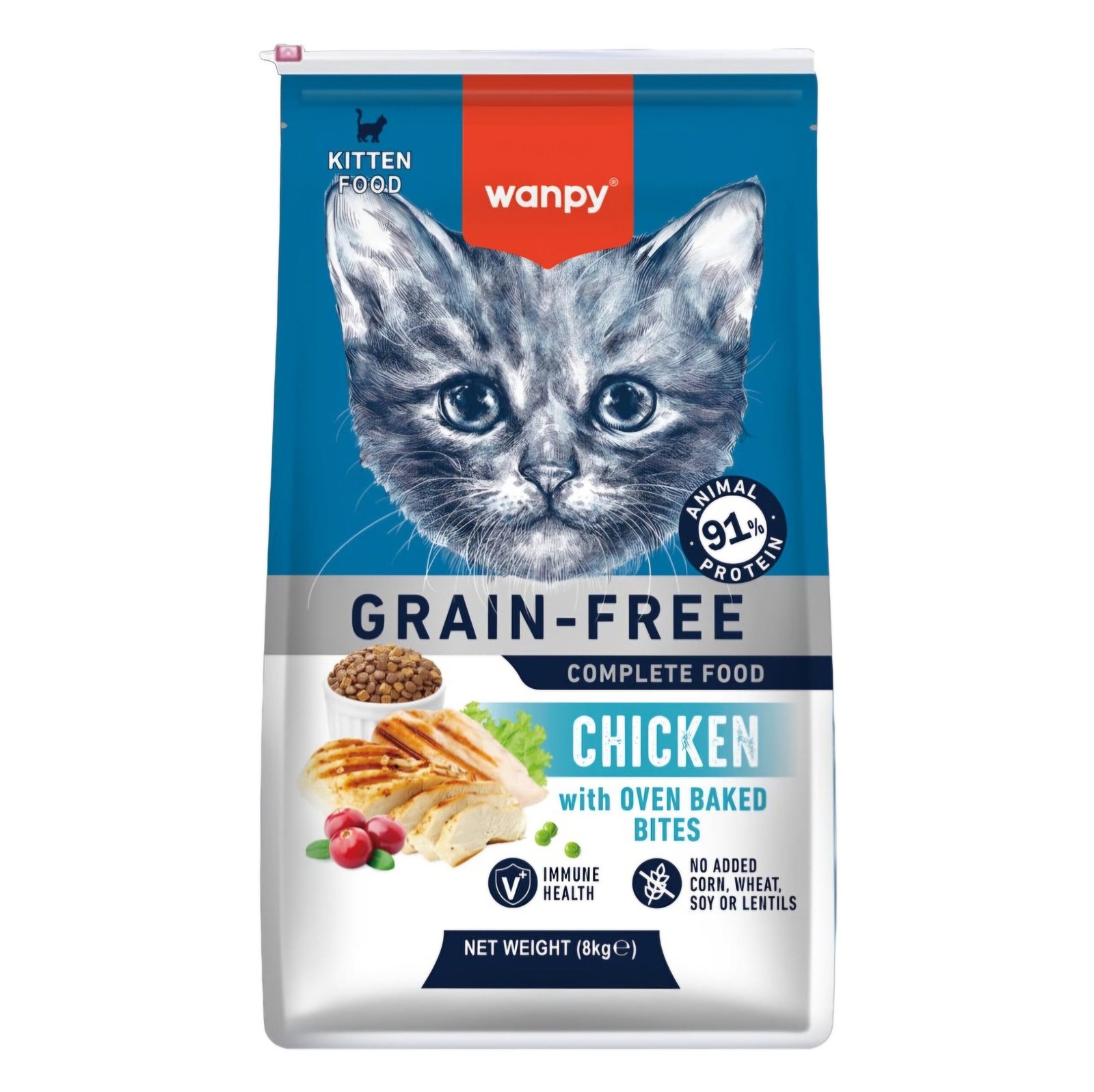 Wanpy Grain Free Kitten Dry Cat Food Chicken 8KG
