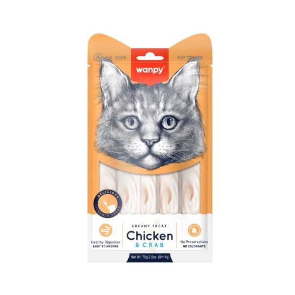 Wanpy Creamy Cat Treat Chicken And Crab 70gm (5x14gm)