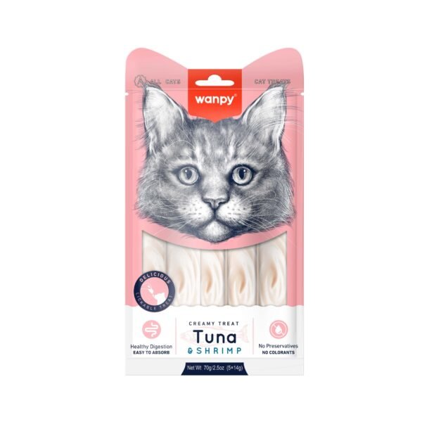 Wanpy Creamy Treat Tuna And Shrimp 70gm (5x14gm)
