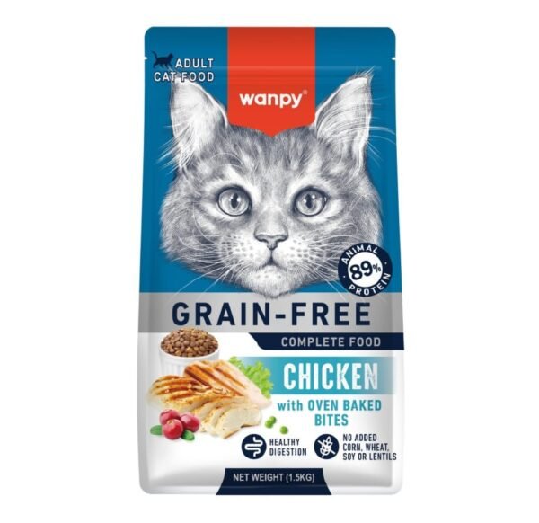 Wanpy Grain Free Adult Dry Cat Food Chicken 1.5KG