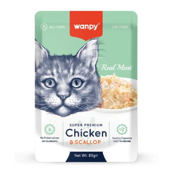Wanpy Super Premium Pouch Cat Food Chicken & Scallop 85gm