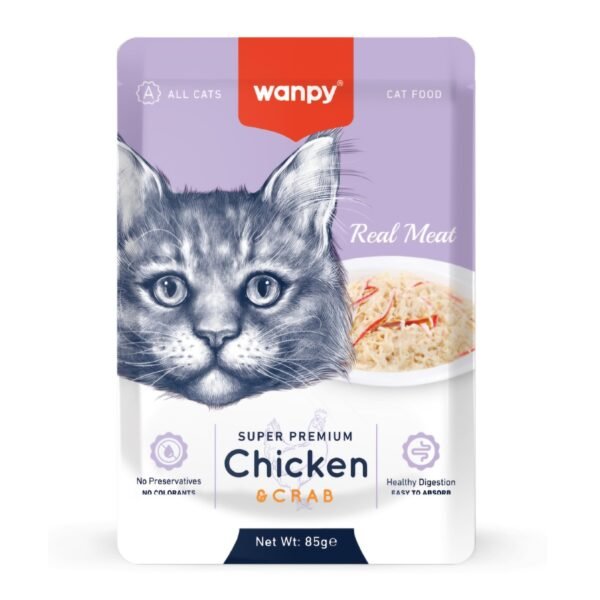 Wanpy Super Premium Pouch Cat Food Chicken & Crab 85gm