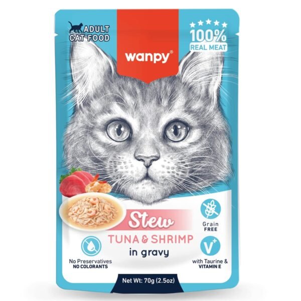Wanpy Stew in Gravy Pouch Cat Food Tuna & Shrimp 70gm