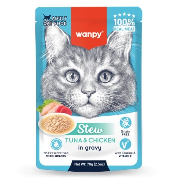 Wanpy Stew in Gravy Pouch Cat Food Tuna & Chicken 70gm