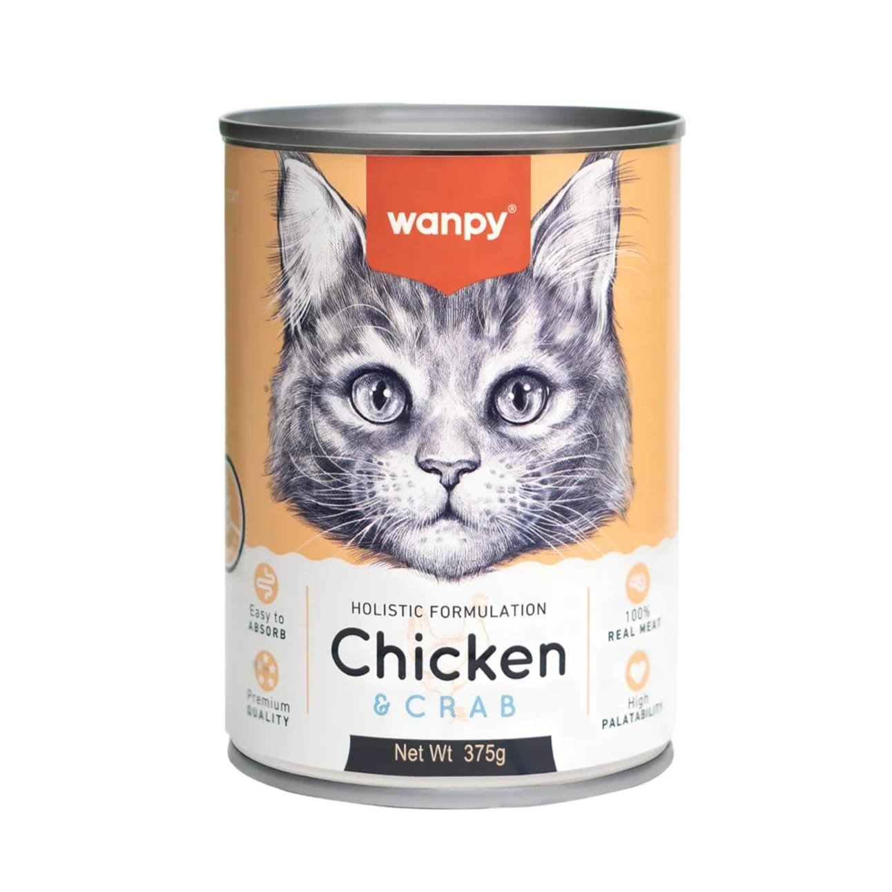 Wanpy Cat Food Can Chicken & Crab 375gm (Holistic Formulation)