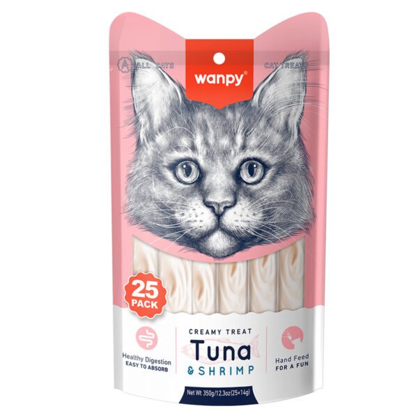Wanpy Creamy Treat Tuna & Shrimp 25pc Pack 350gm (25×14gm)